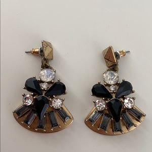 J Crew Black, Gold, & Crystal statement earrings
